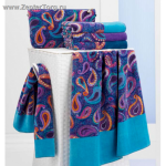 Шенилловые полотенца Tivoli, синий бордюр, 3 шт 