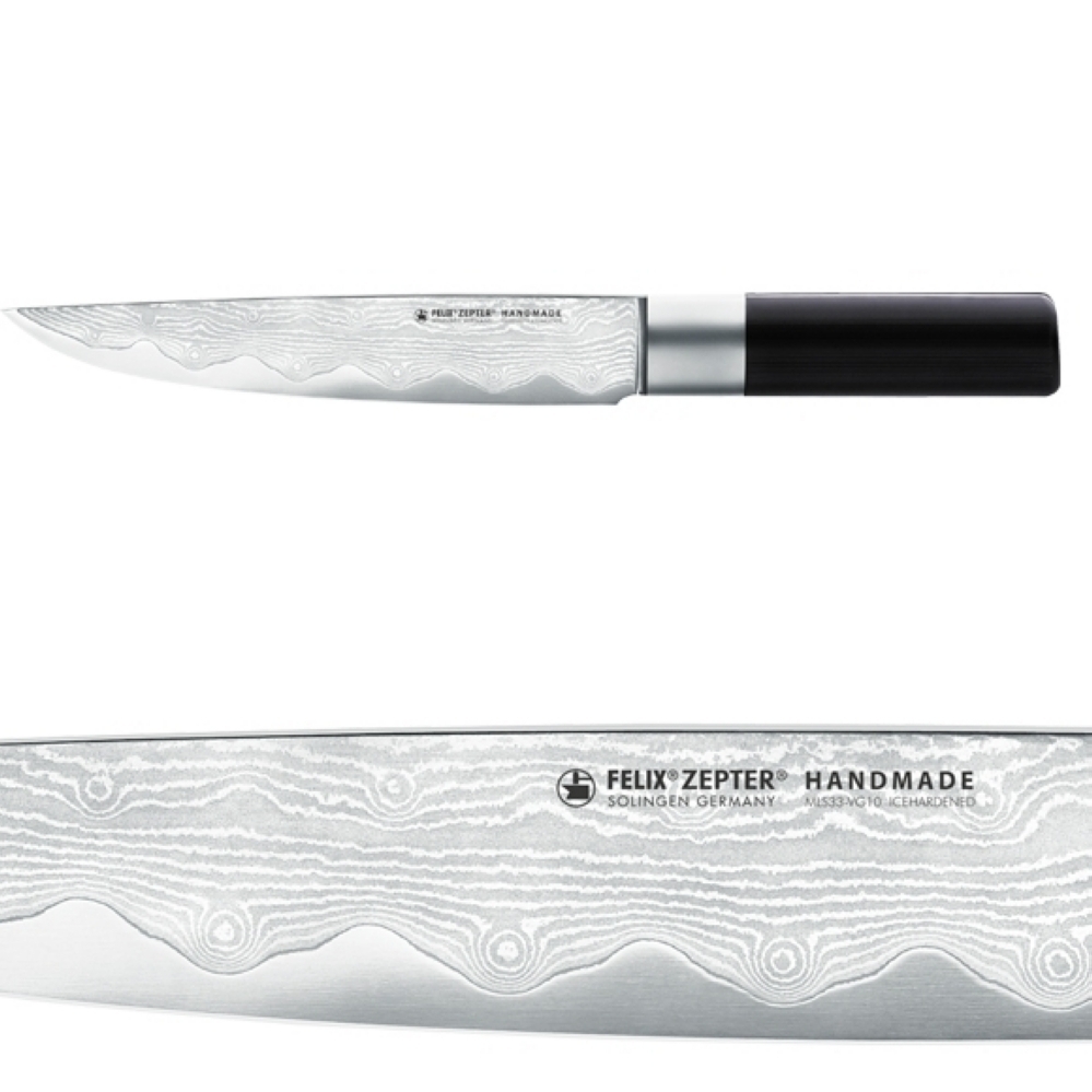 Кухонный нож Zepter - Felix для мяса с черной ручкой коллекция Absolute Collection 