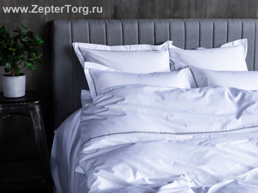 Комплект двуспальный Евро SALZBURG NOBLE PEARL GRASS, белый, цвет отделки: светло-серый. 