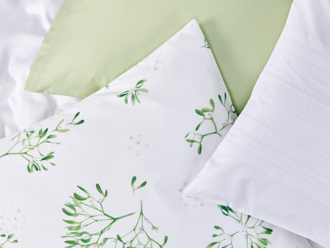 Комплект постельного белья односпальный из сатина Winter Grun Зимняя зелень