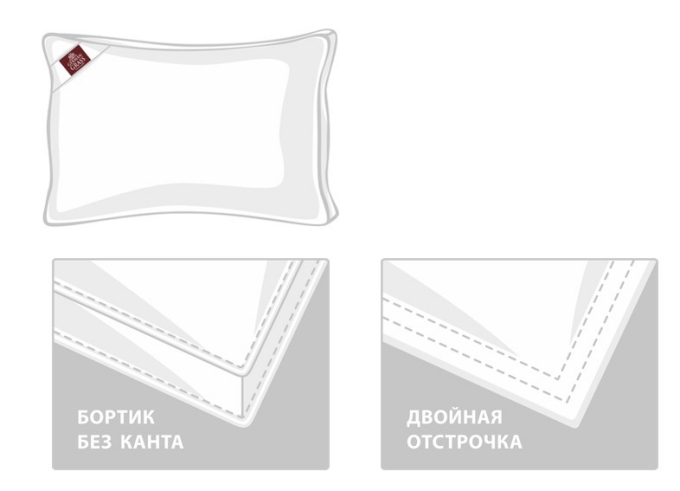 Гусиная пуховая подушка из серого пуха с бортиком (White Familie Down) средняя, размер 50 х 68