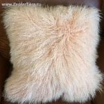 Наволочка мех лама натуральная, размер 50 х 50 см, цвет персиковый 