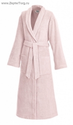 Махровый халат UNI, длинный, розовый, с воротником шалька 