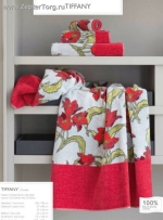 Шенилловые полотенца Tiffany, красный бордюр, 3 шт 